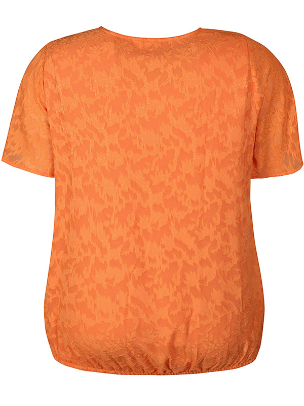 EVELYNN - Orange chiffon bluse med struktur og elastikkant fra Zhenzi
