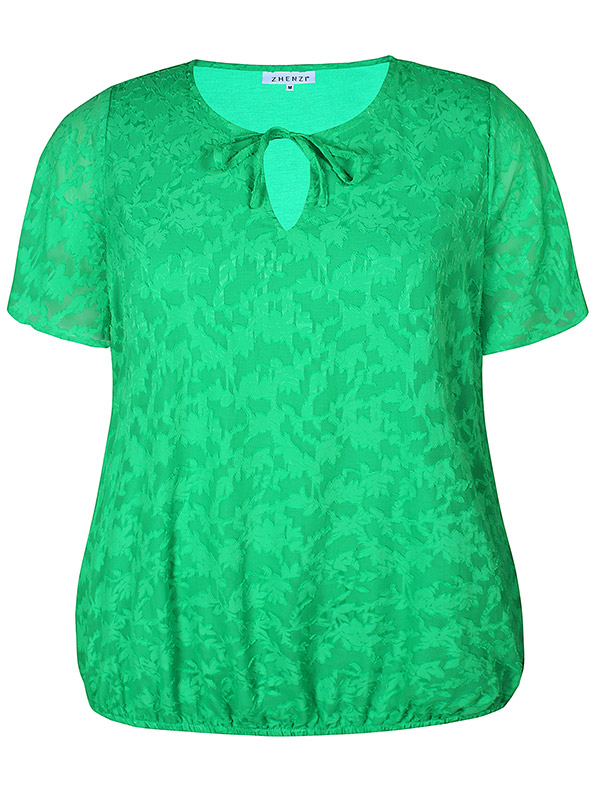 EVELYNN - Grøn chiffon bluse med struktur og elastikkant fra Zhenzi