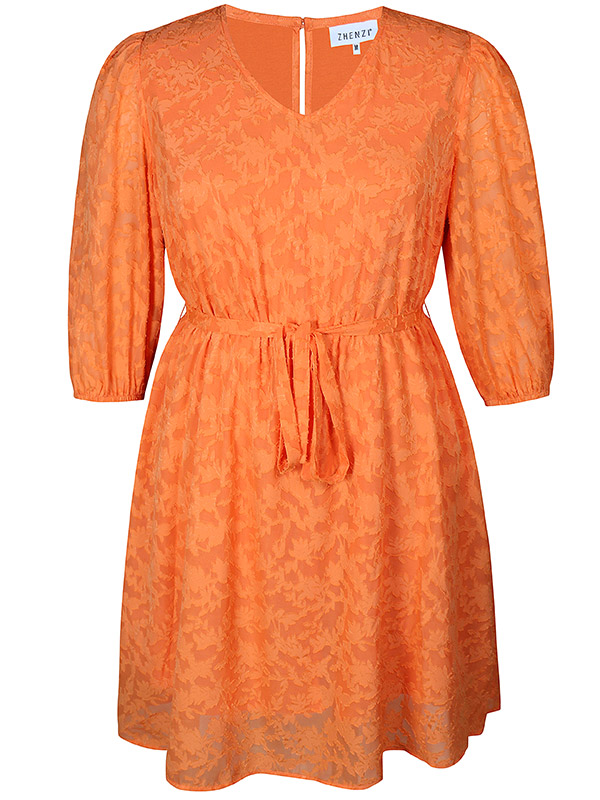 EVELYNN - Orange chiffon kjole med struktur fra Zhenzi