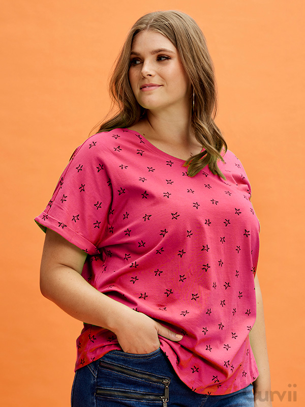 ALBERTA - Pink bomulds T-shirt fra Zhenzi