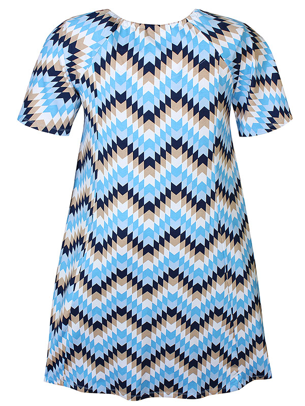 CORINNE - Blå jersey kjole med print  fra Zhenzi
