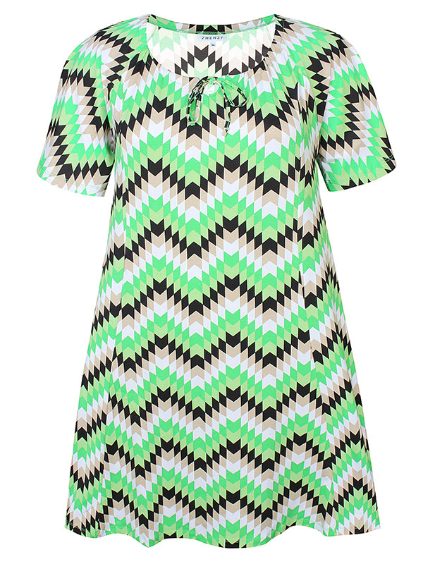CORINNE - Grøn jersey kjole med print  fra Zhenzi