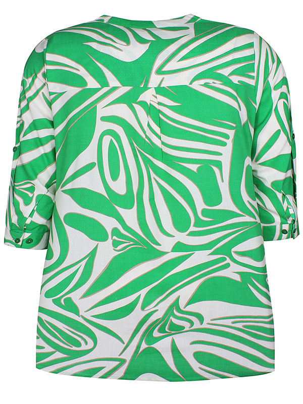 JANELLE - Viskose skjorte bluse i grøn og råhvid mønster fra Zhenzi