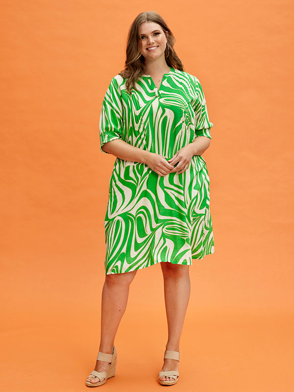 JANELLE - Kjole med grønt print fra Zhenzi