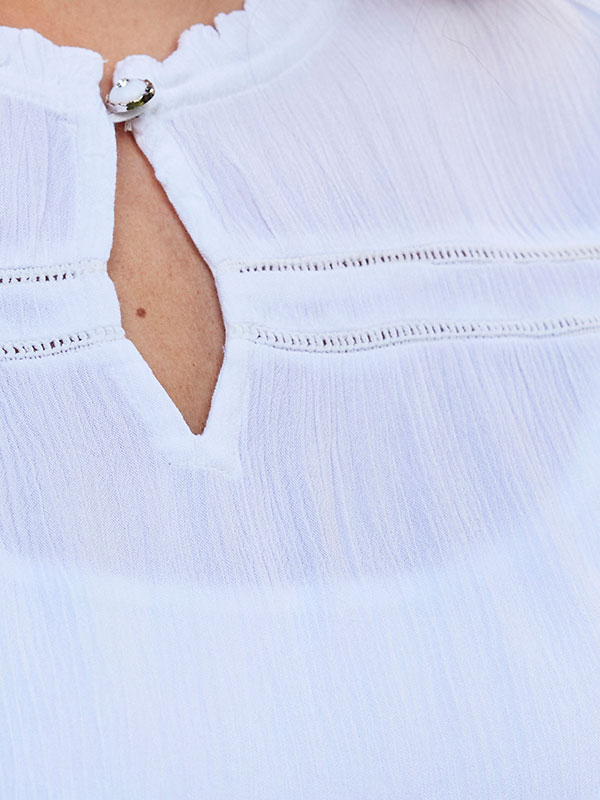 JILLIAN - Hvid bluse med elastikkant fra Zhenzi