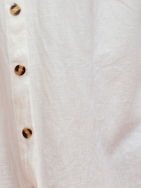 SAVANNA - Lang hvid skjorte i bomuld og hør fra Zhenzi