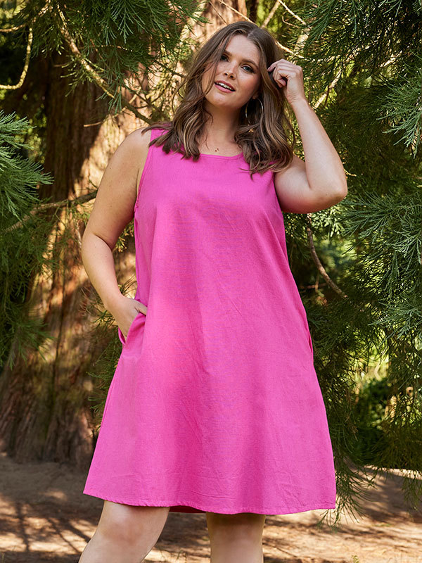 SAVANNA - Pink kjole i bomuld og hør fra Zhenzi