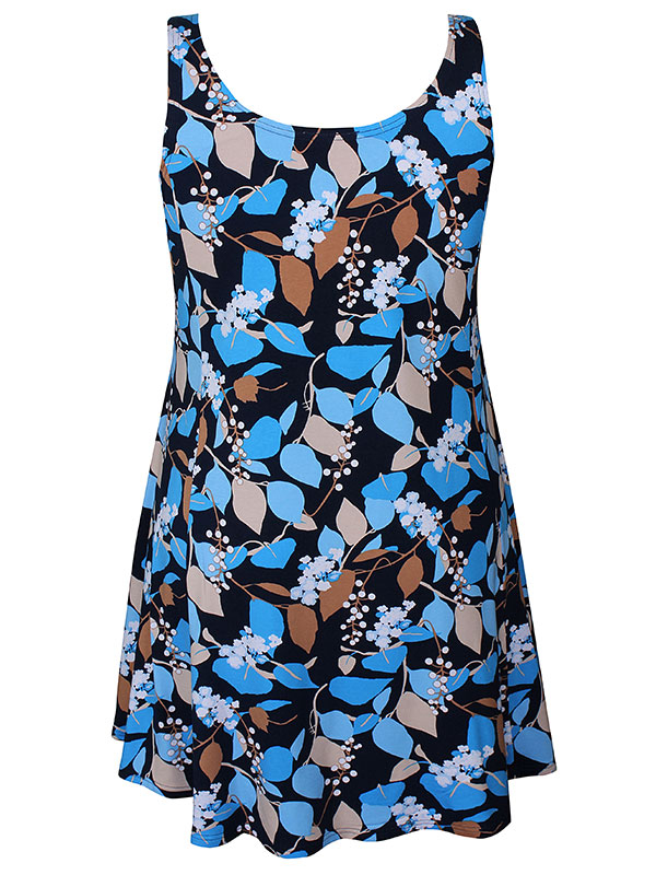 ESTELLE - Sort jersey kjole med blå print fra Zhenzi