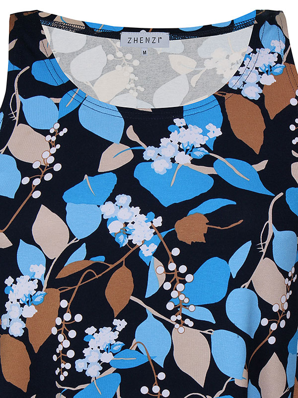ESTELLE - Sort jersey kjole med blå print fra Zhenzi