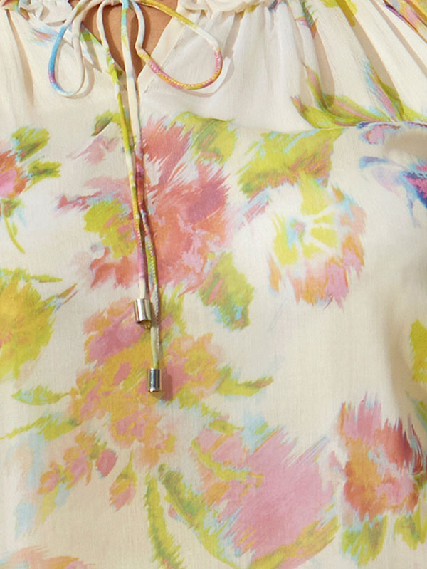 JUNIPER - Lys chiffon bluse med blomsterprint fra Zhenzi