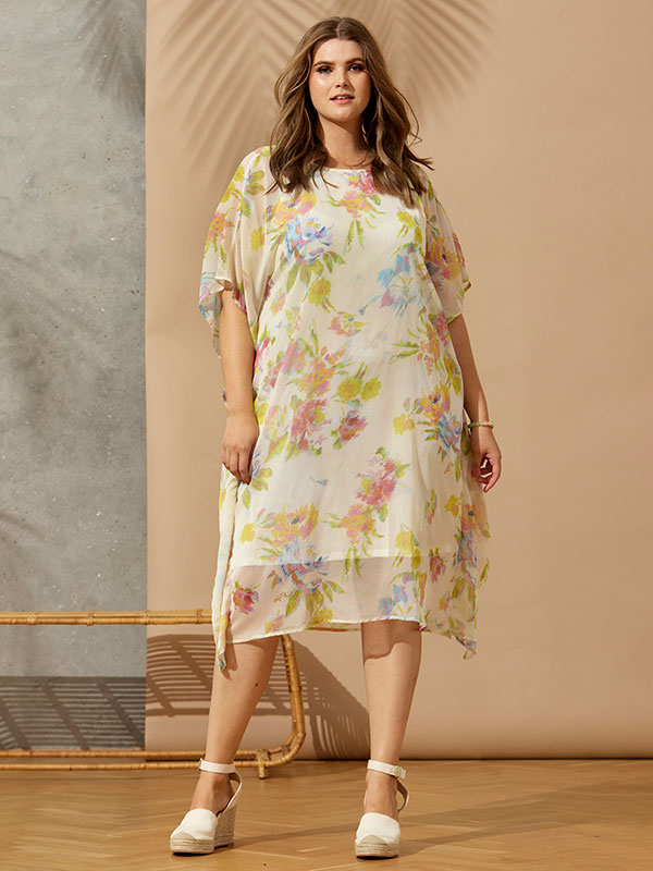 JUNIPER - Lys chiffon kjole med blomsterprint fra Zhenzi