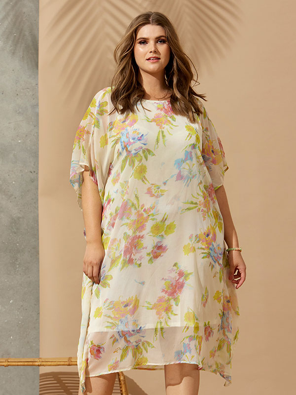 JUNIPER - Lys chiffon kjole med blomsterprint fra Zhenzi
