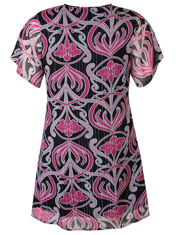 LILIANA - Sort kjole med pink print og sølvtråd fra Zhenzi