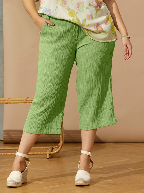 SCARLET - Grønne culotte bukser med stribet struktur fra Zhenzi