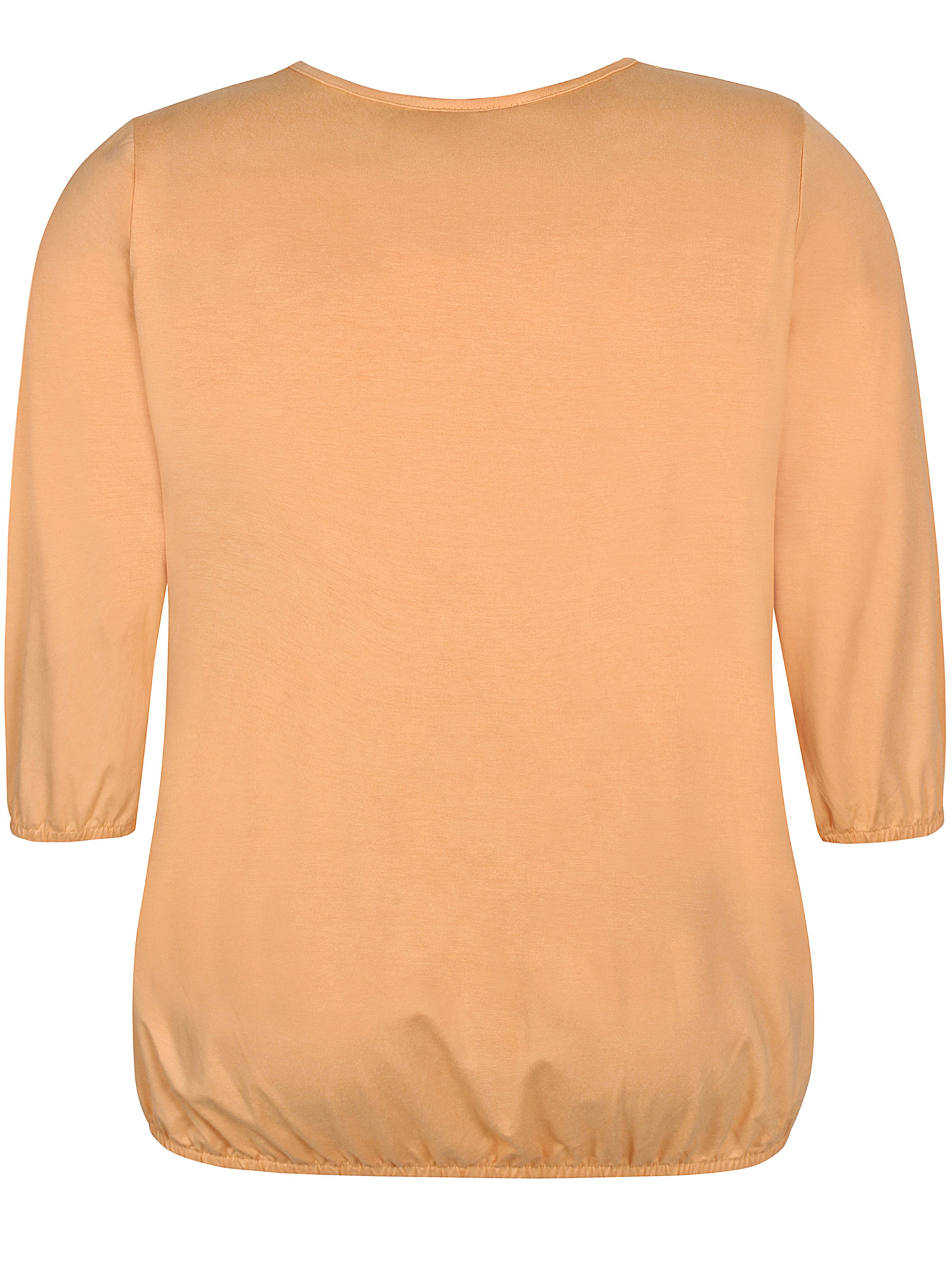 GIRO - Fersken farvet jersey bluse med elastikkant fra Zhenzi