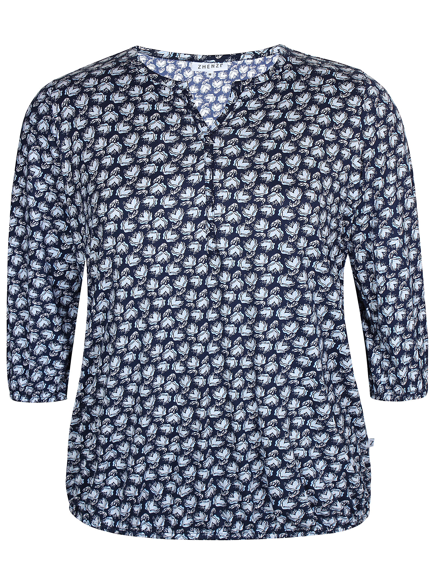 SYLVA - Blå jersey bluse med elastikkant fra Zhenzi