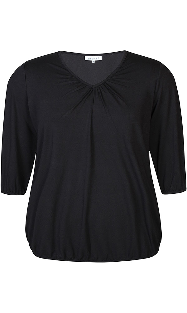 GIRO- Sort bluse med elastikkant fra Zhenzi
