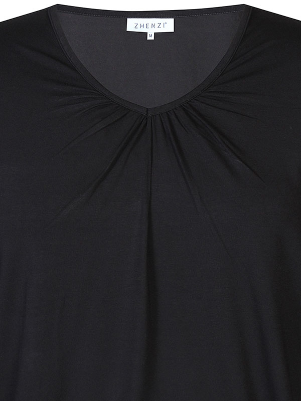 GIRO- Sort bluse med elastikkant fra Zhenzi