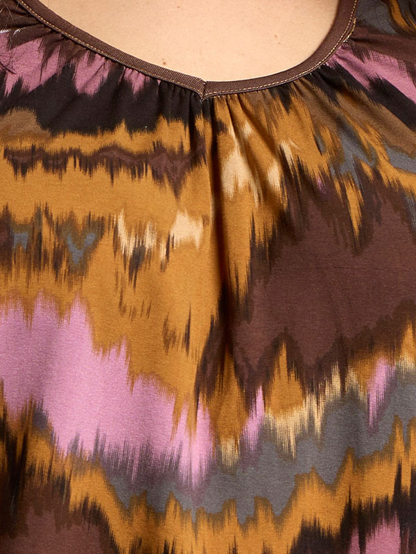 DEBORAH - Printet bluse med elastikkant fra Zhenzi