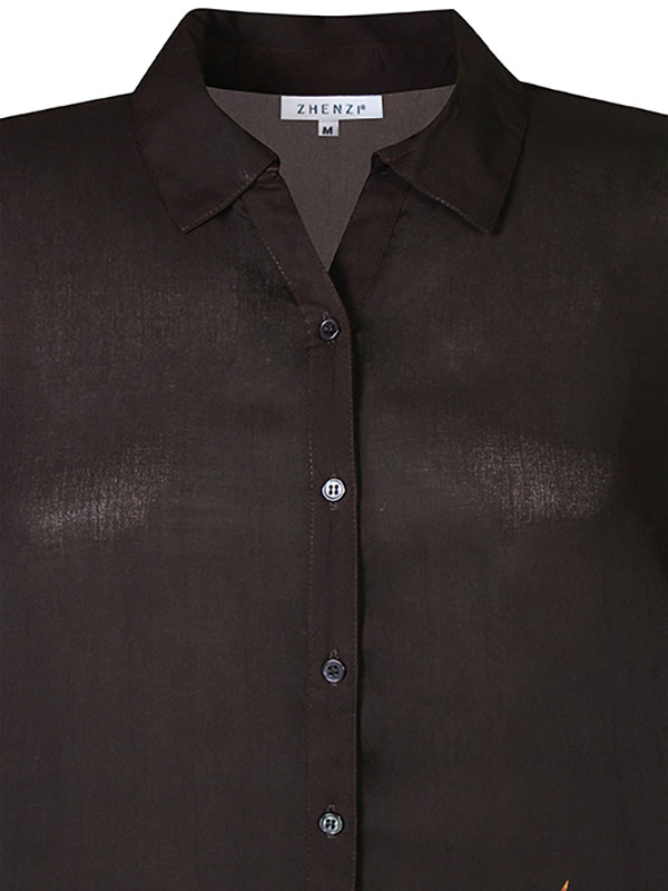 OAKLYNN - Sort skjortetunika med safariprint fra Zhenzi