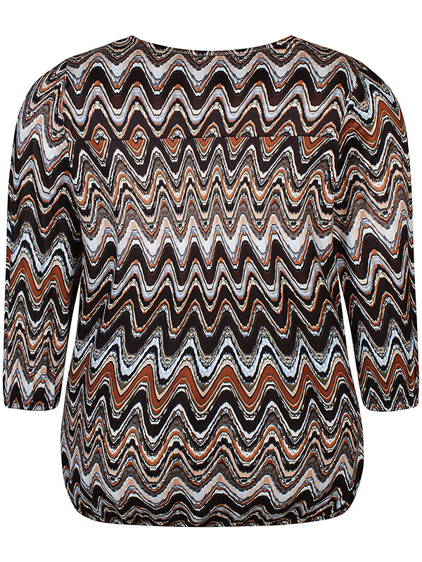 DOROTHY - Brun printet bluse med elastikkant fra Zhenzi