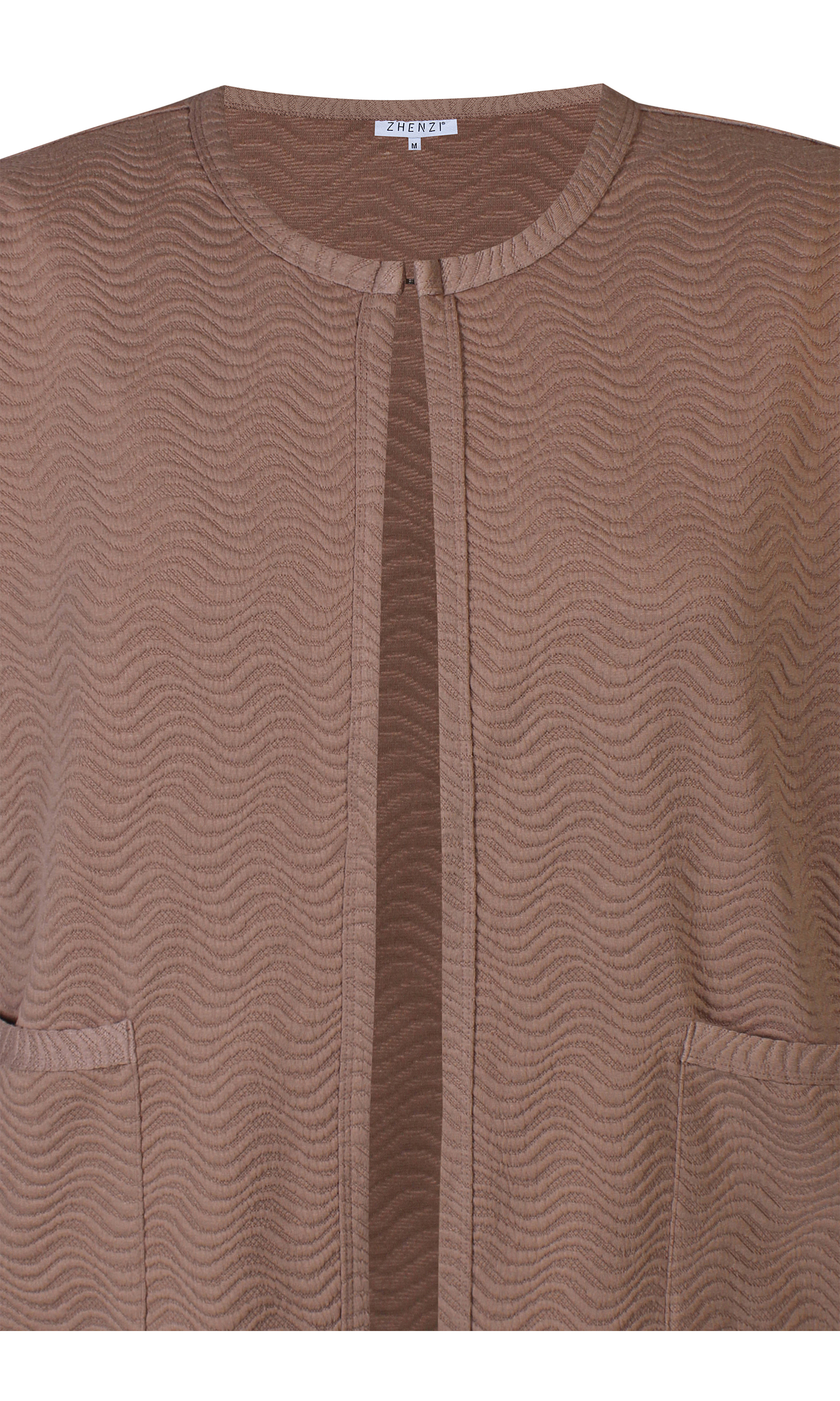 REIMER - Lys brun cardigan med jacquard struktur fra Zhenzi