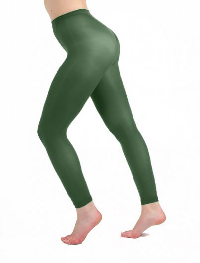 Lange, støvgrønne leggings i 50 denier fra Pamela Mann