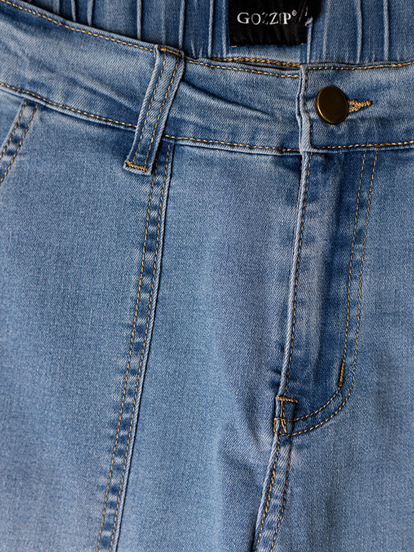 CLARA - Lyseblå culotte bukser i strækbar denim fra Gozzip