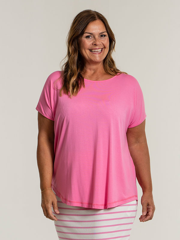 GITTE - Pink t-shirt i god viskose jersey  fra Gozzip