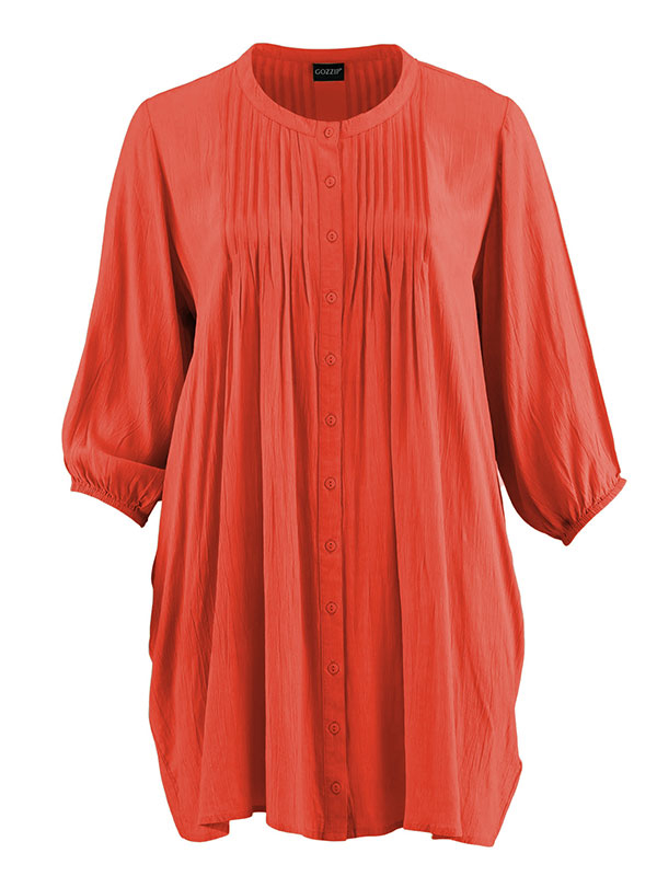JOHANNE - Coral farvet skjorte tunika i viskose fra Gozzip