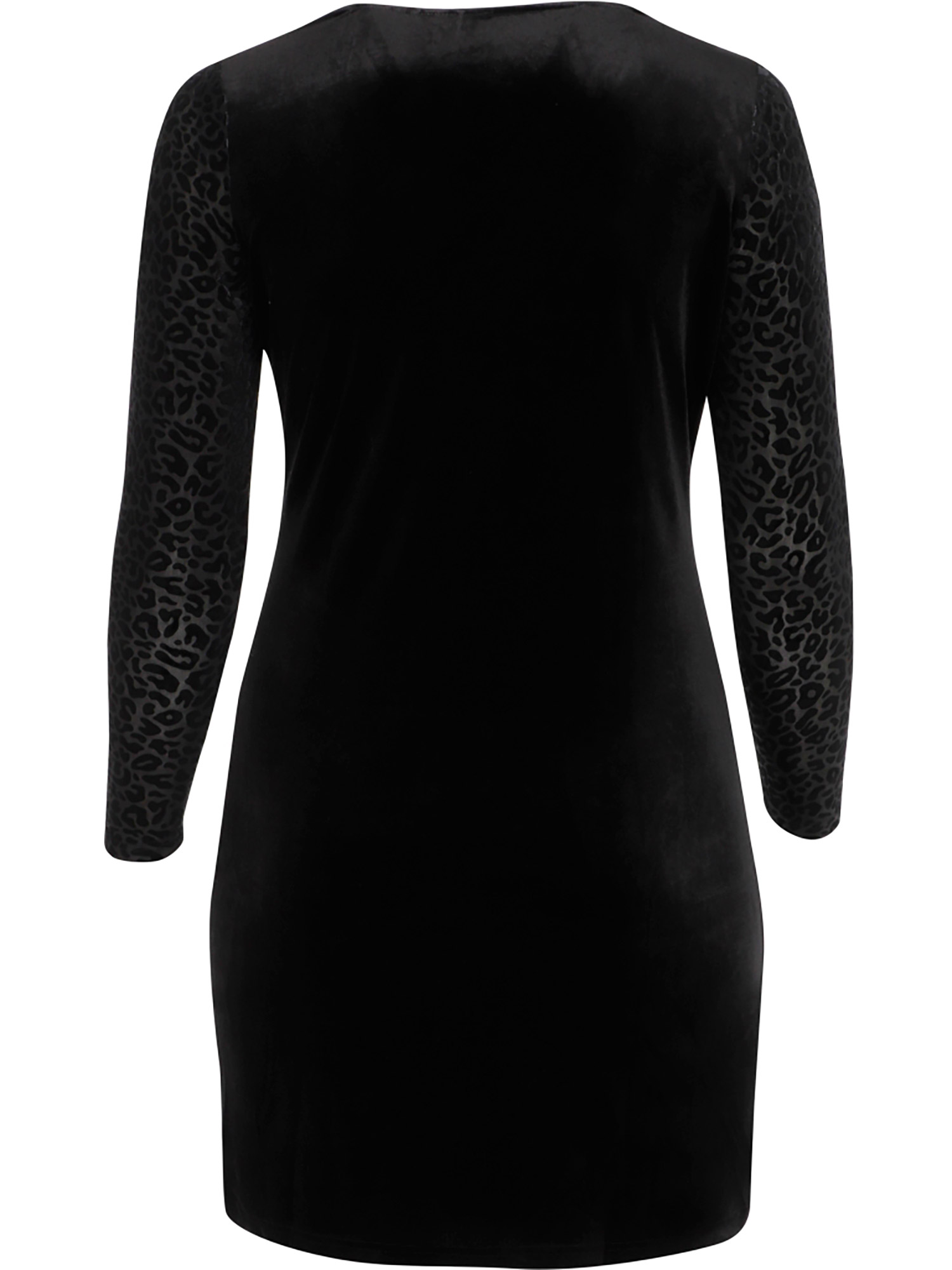 Smuk sort velour kjole med smart dyreprint fra Adia