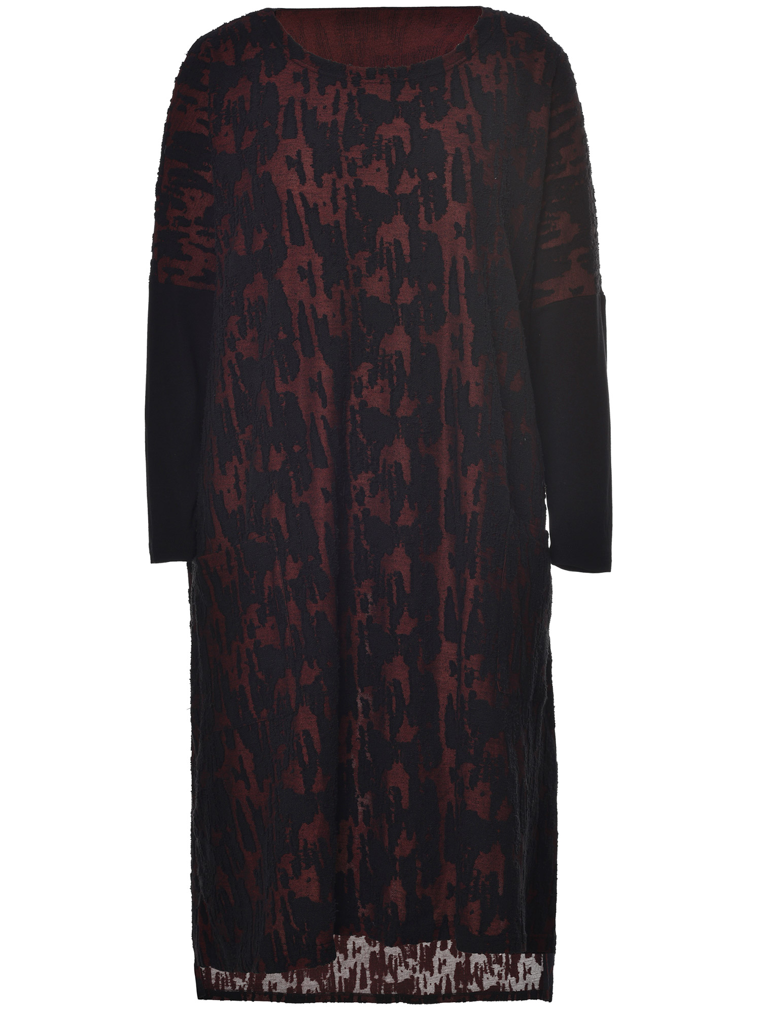 KATHE - Cool sweat kjole i rust orange med sort mønster  fra Gozzip Black