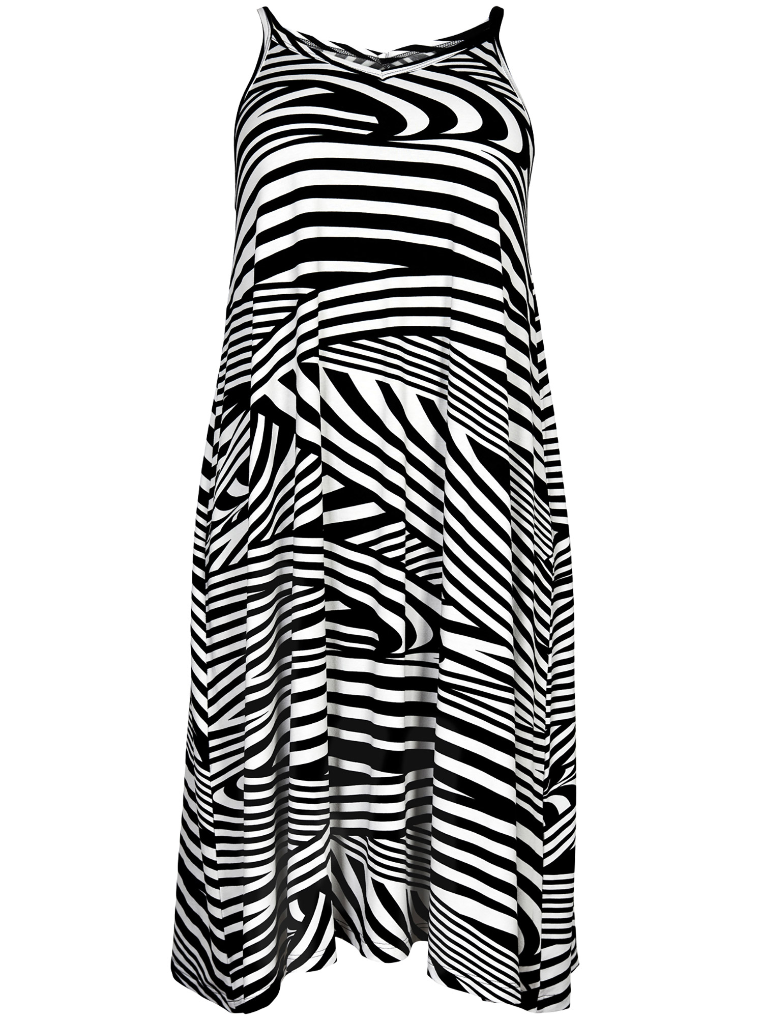 Janie - Strop kjole i lækker viskose jersey med smart print fra Gozzip