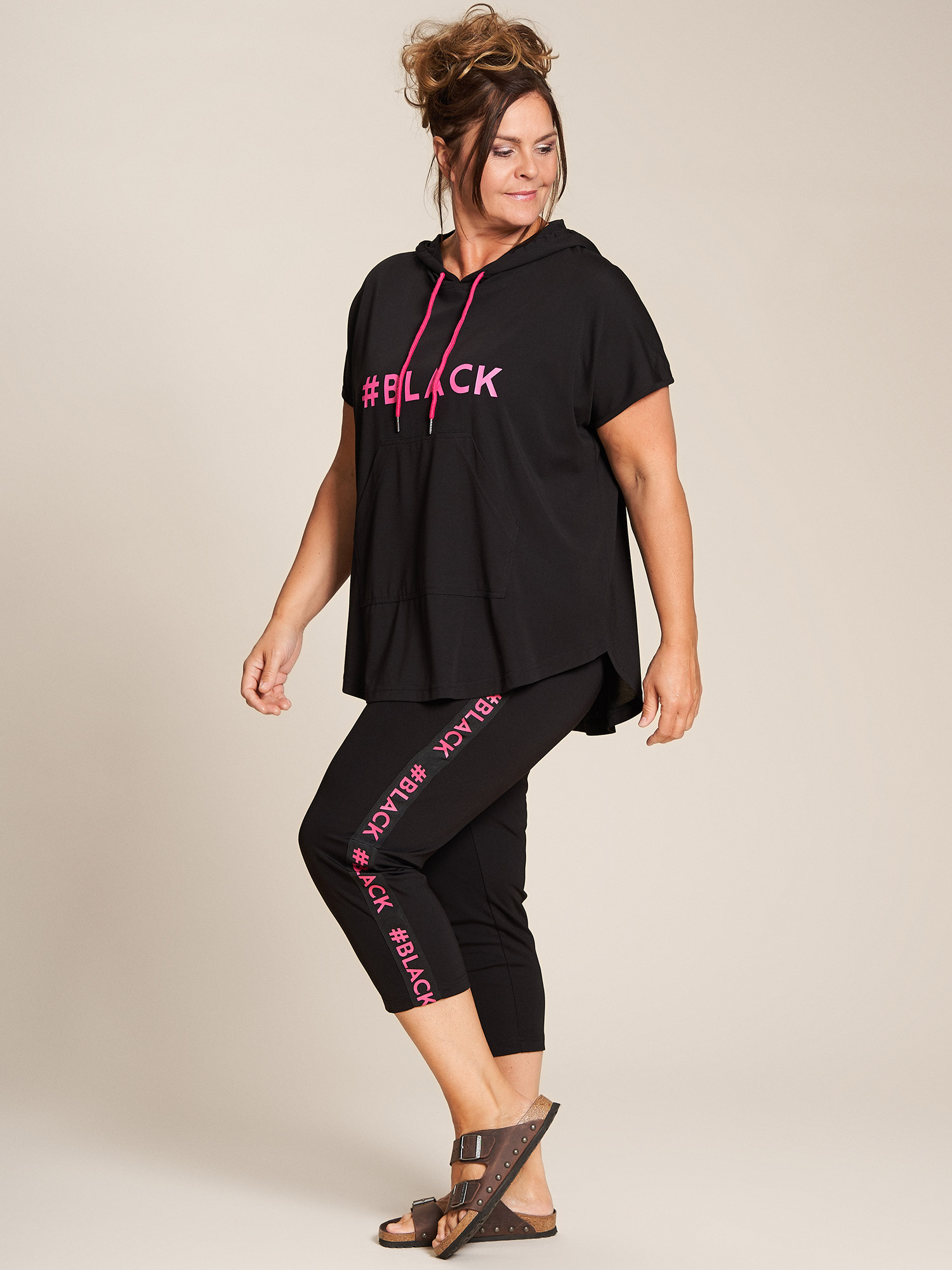 Monica - Sorte 7/8 jersey leggings med smart detalje  fra Gozzip Black