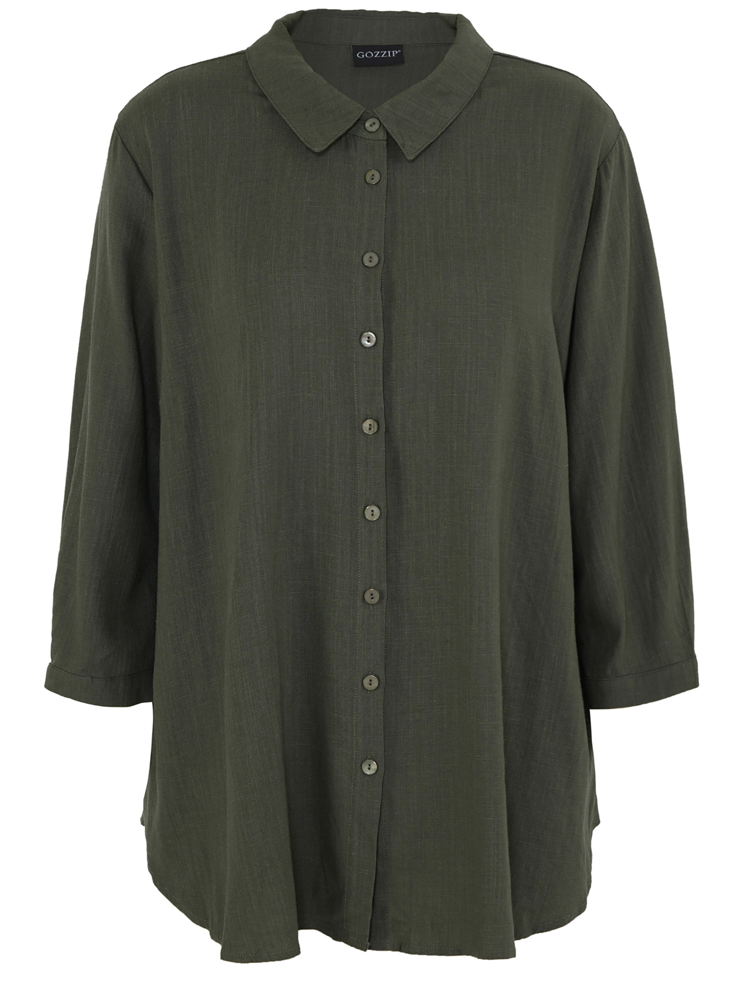 KARINA - Flot grøn skjorte i en eksklusiv viskose/Hør kvalitet fra Gozzip