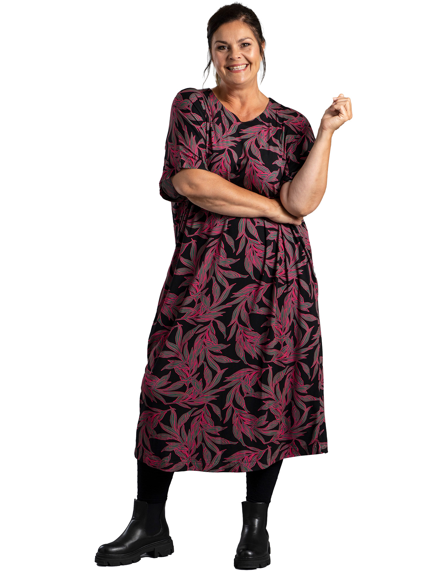 PIL - Sort oversize kjole i jersey med print fra Gozzip