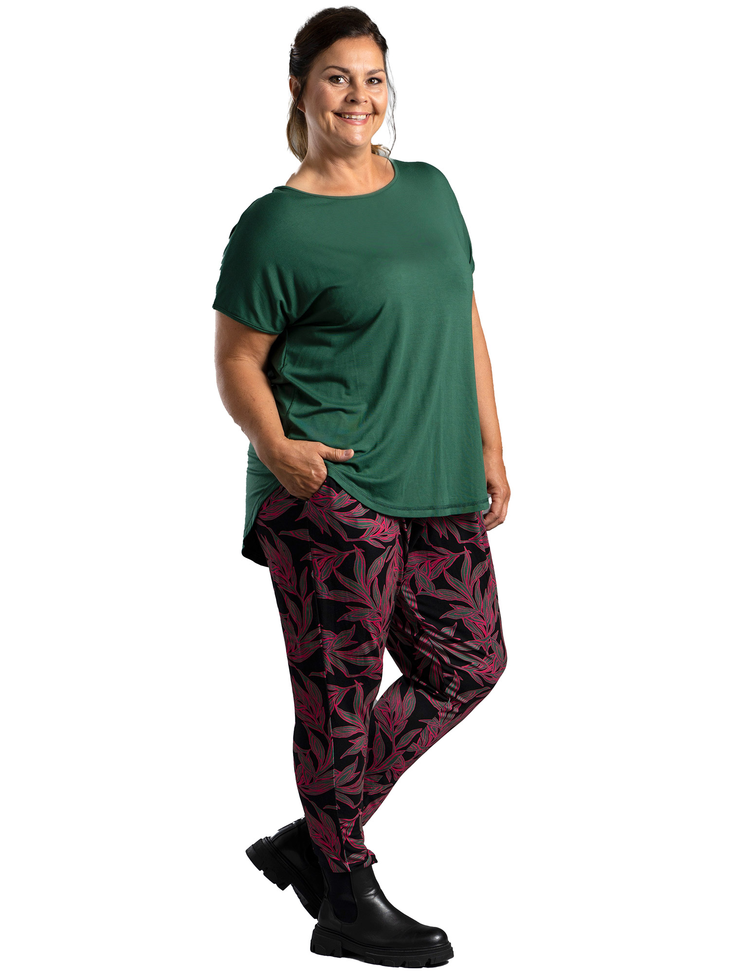 BENITA - Sort jersey bukser med print fra Gozzip