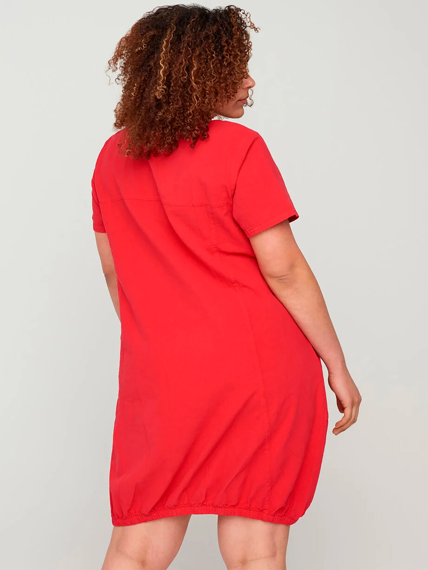 Rød Bomuldskjole med elastikkant fra Zizzi