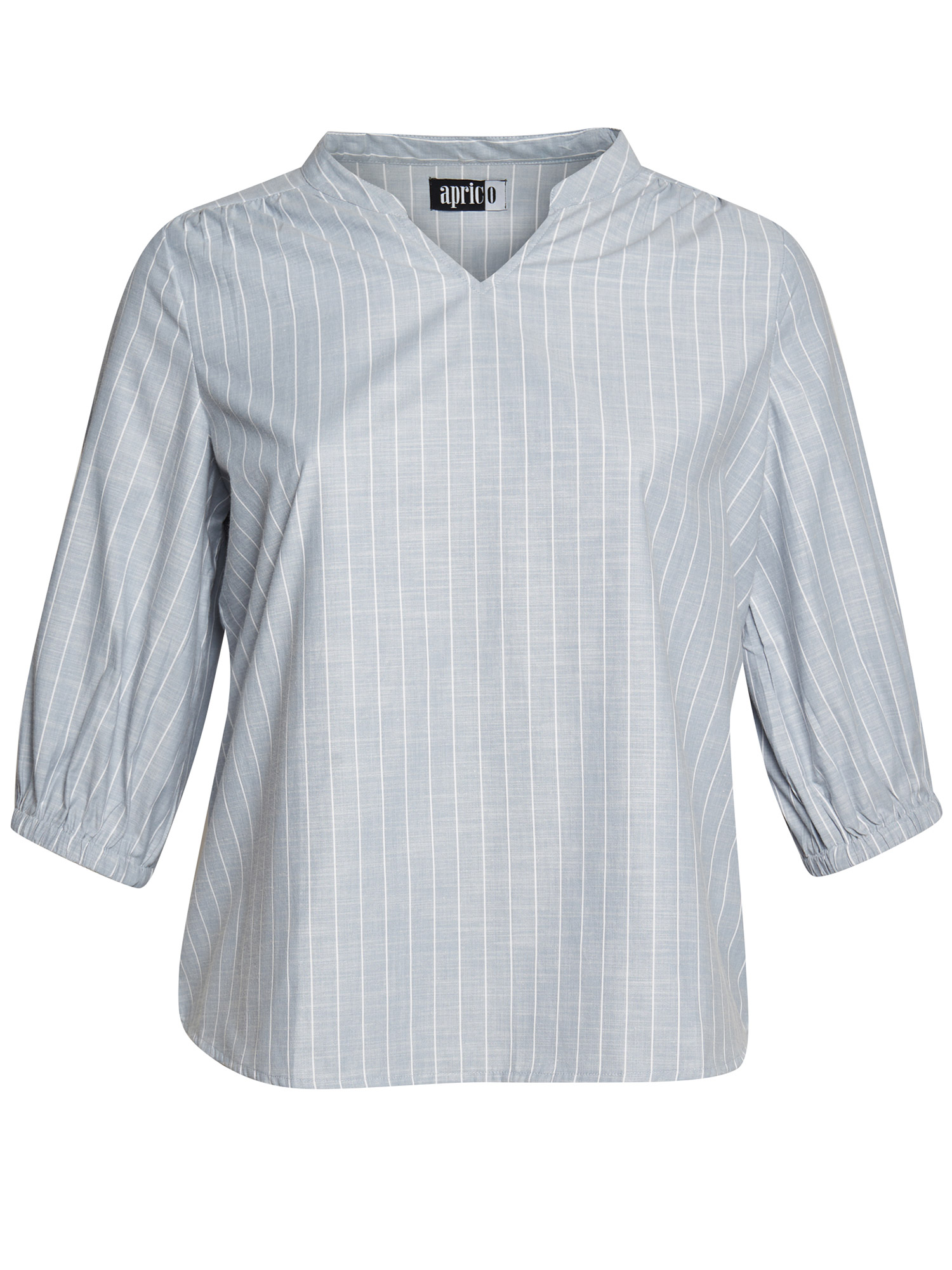Flot lyseblå bluse med hvide striber fra Aprico