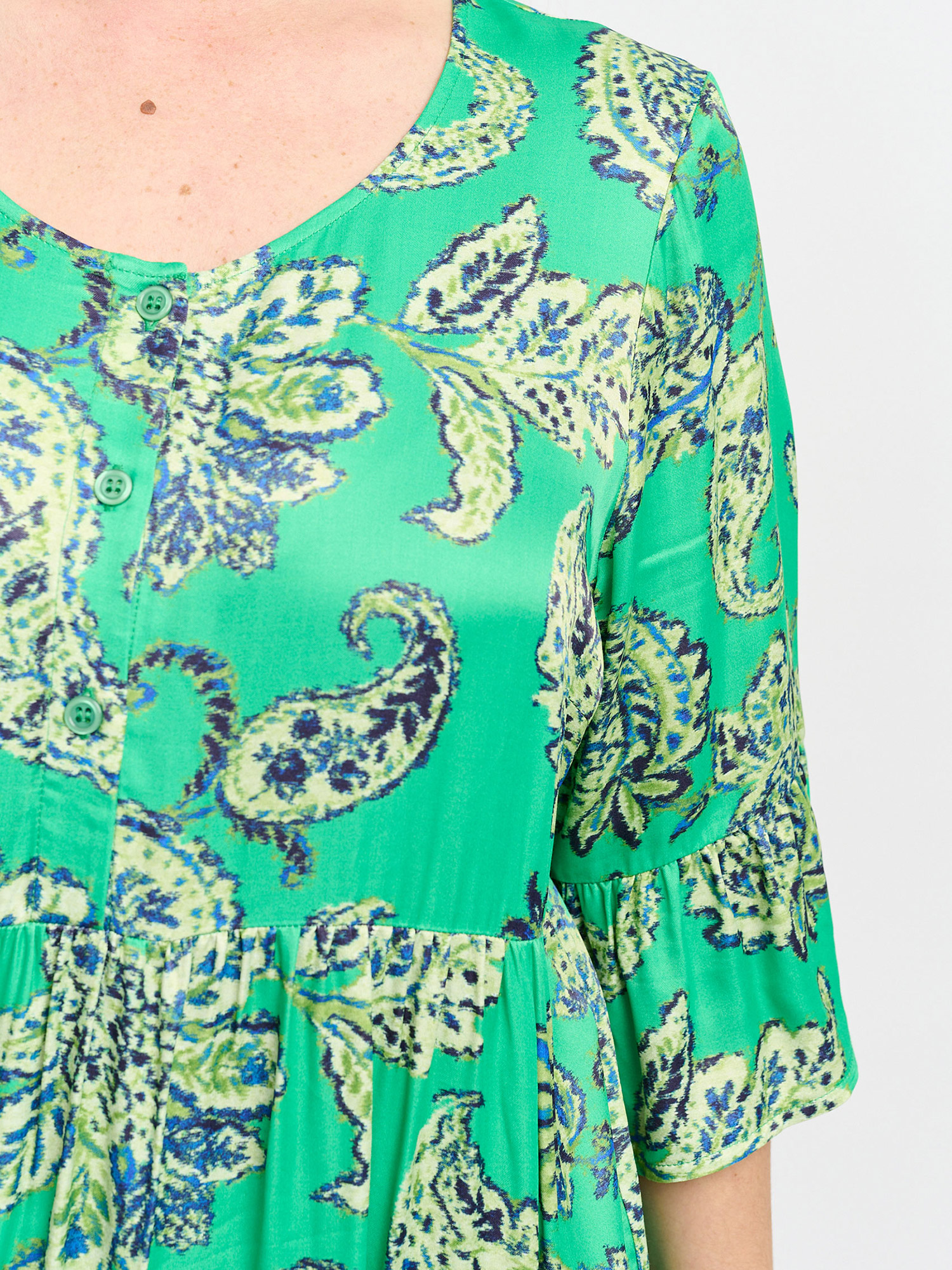 PRUDENCE - Grøn viskose kjole med mønster fra Pont Neuf