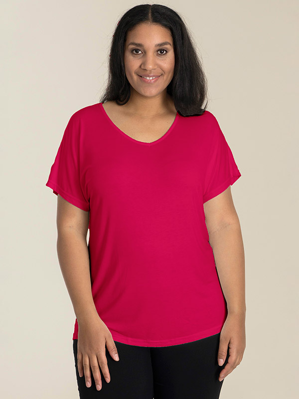 AMSTERDAM - Pink basis t-shirt i viskose jersey fra Sandgaard