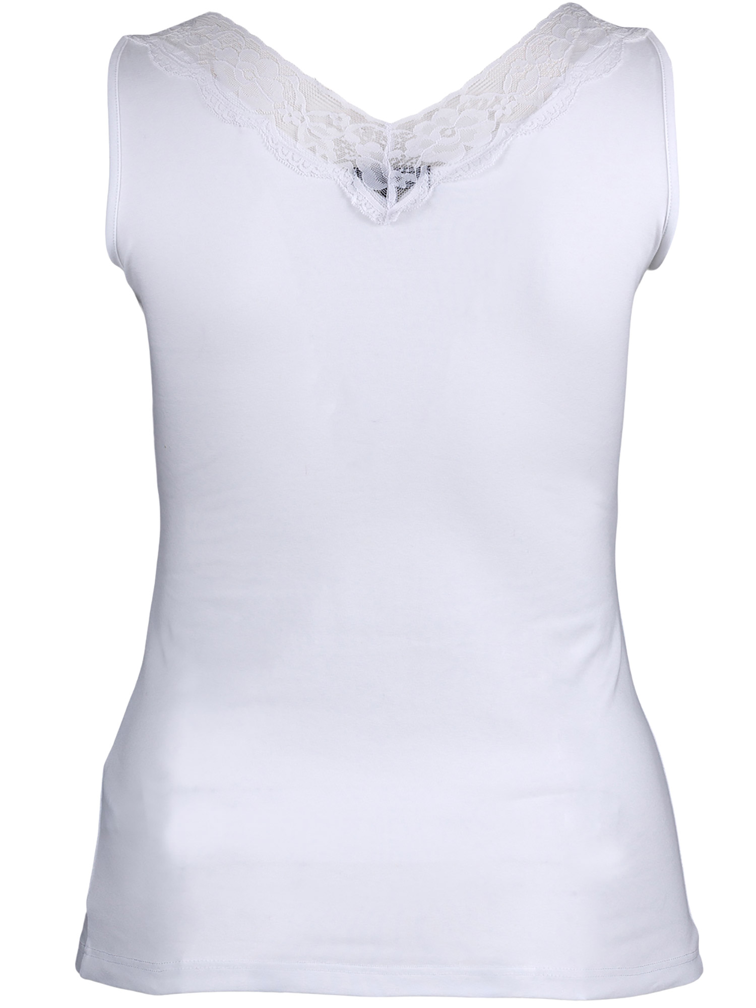 OSLO - Hvid top i bomulds jersey med blondedetaljer fra Sandgaard (fra Studio)