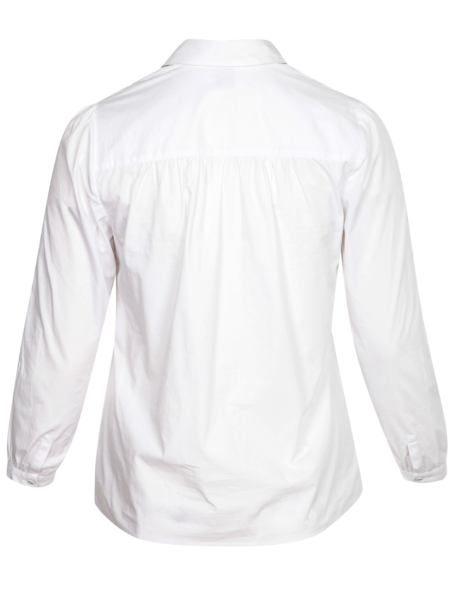 Hvid bomulds skjorte med flotte broderier på ærmerne fra Adia