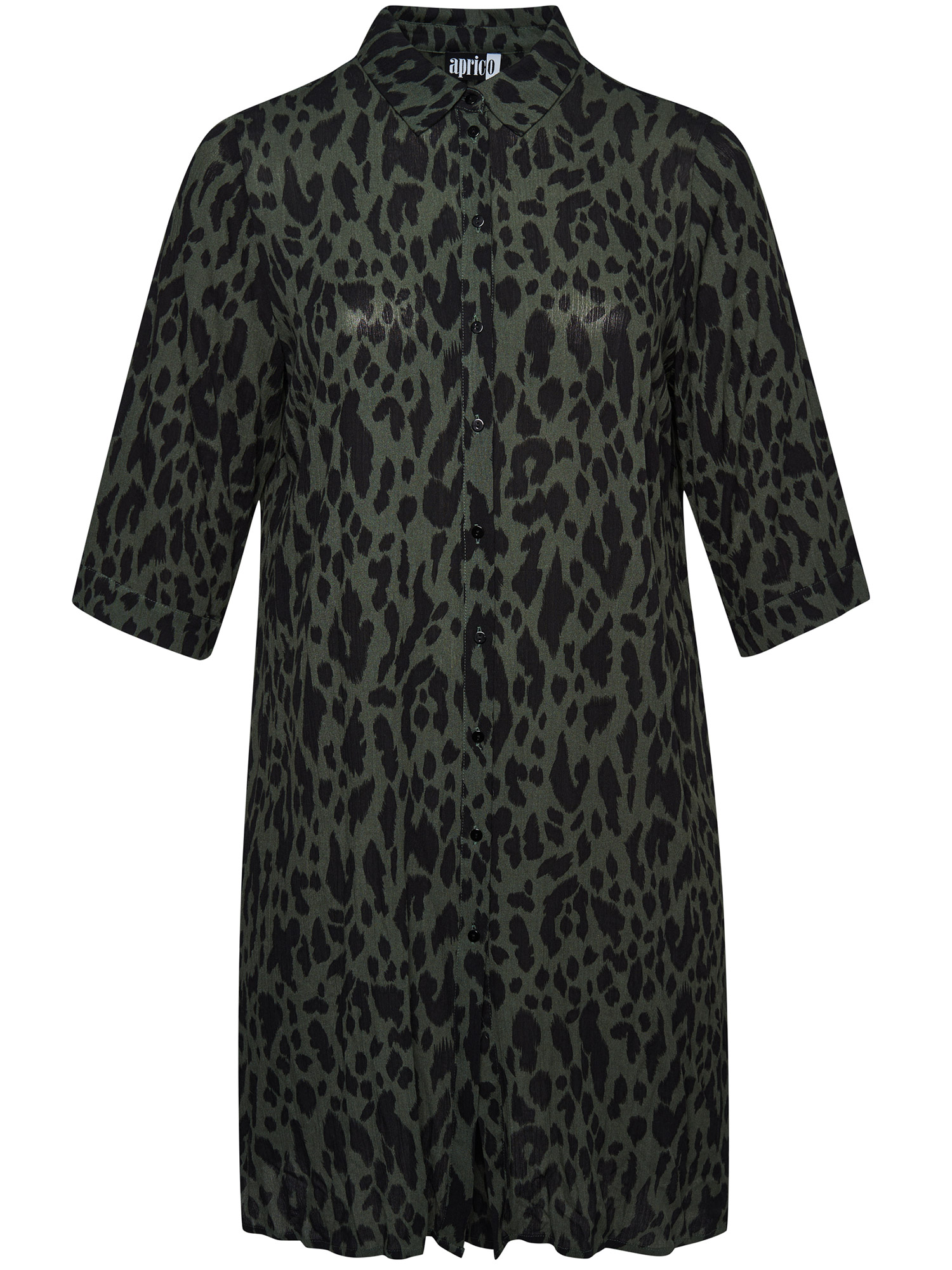 Stockbridge - Flot grøn viskose skjorte kjole med sort mønster fra Aprico