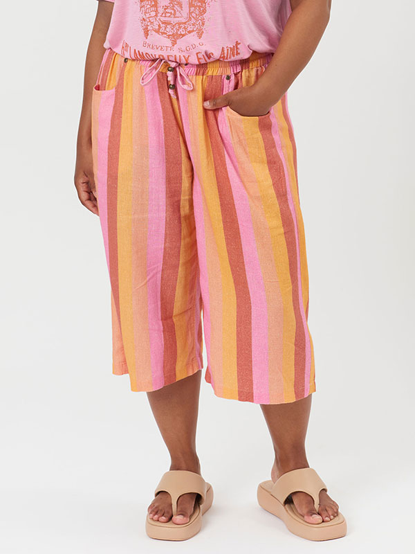 BARBARA - Orange og lyserøde bukser med brede ben fra Adia