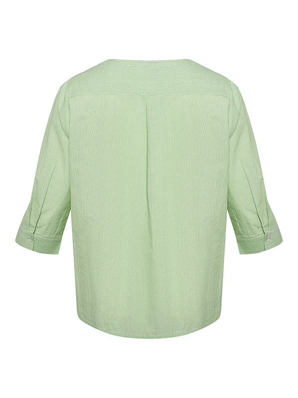BERGIT - Grøn bomulde bluse med fine striber fra Adia