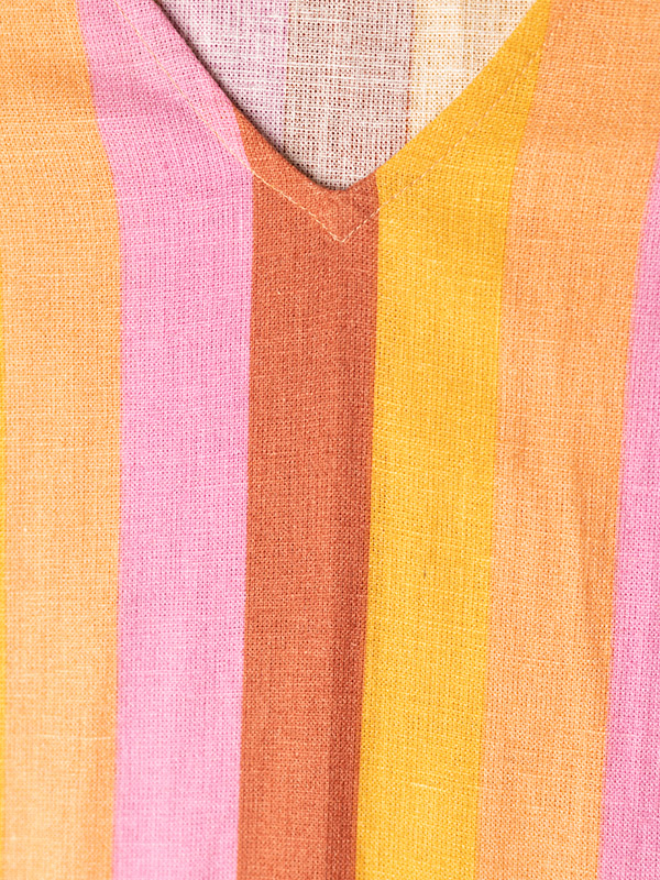 BRENDA - Orange og lyserød stribet kjole fra Adia