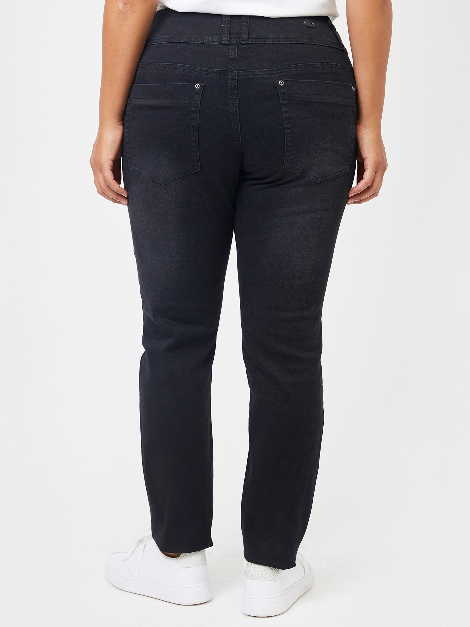 ROME - Sorte skrækbar jeans med bred linning fra Adia