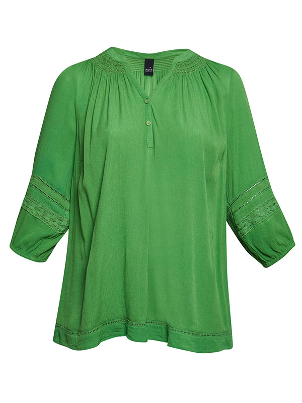 BETSY - Grøn viskose bluse med broderi fra Adia