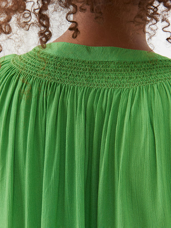 BETSY - Grøn viskose bluse med broderi fra Adia